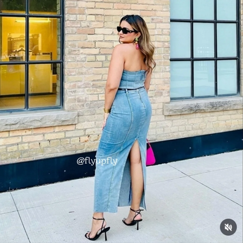 Zara denim midi skirt blue Size XS S M XL